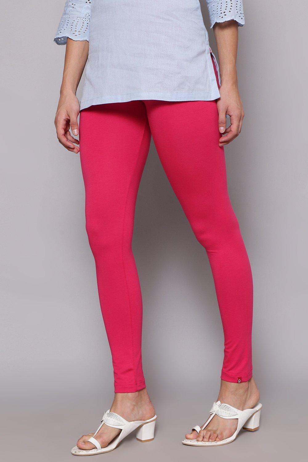 Navy Cotton Blend Solid Leggings image number 2