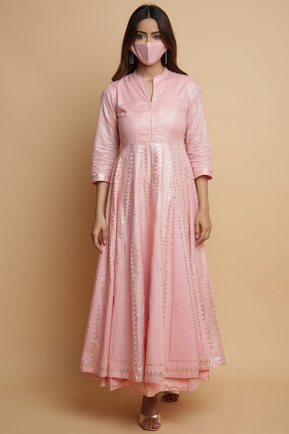 Pink Cotton Flared Dress image number 2