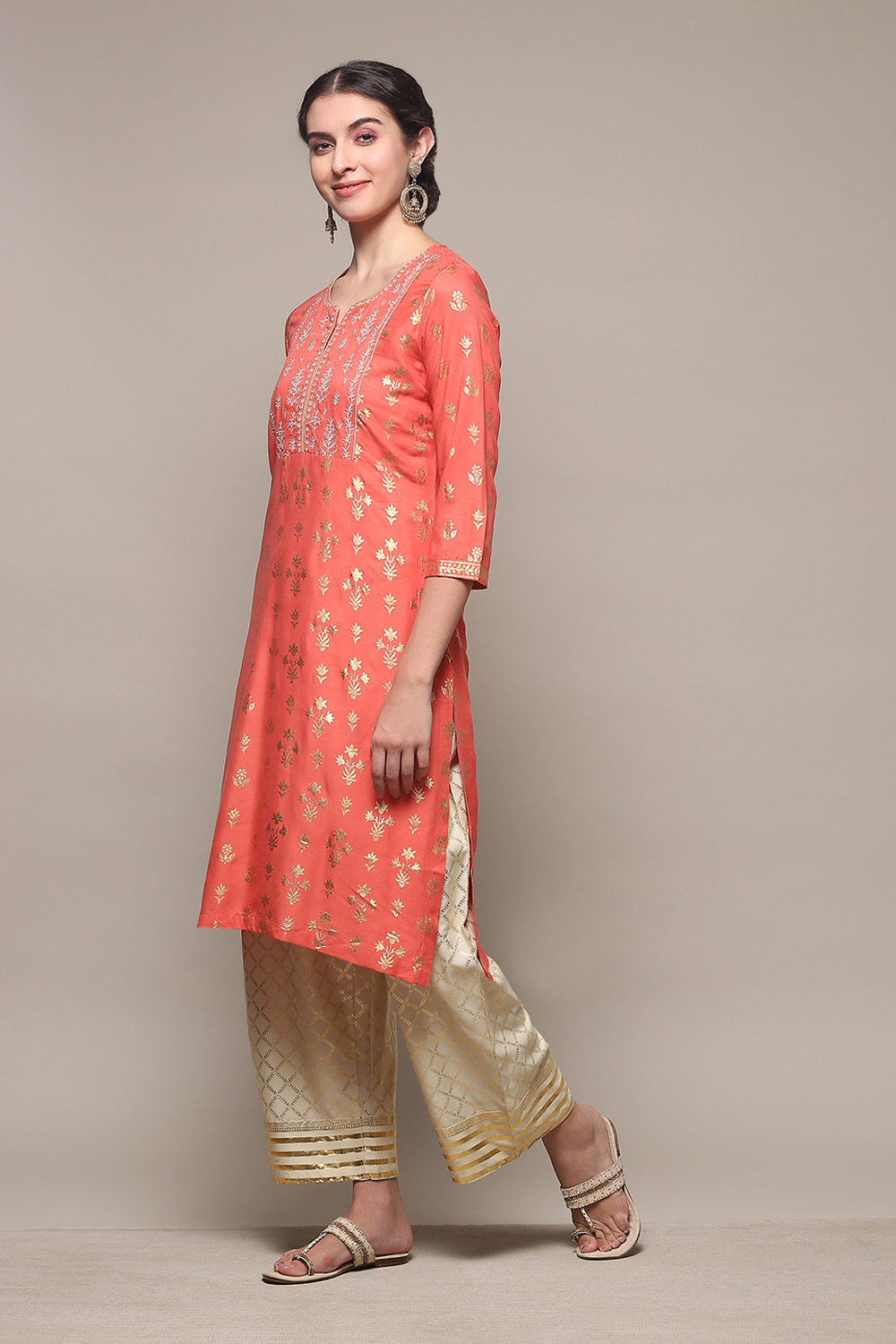 Navy Blue Rayon Straight Kurta Pants Set image number 3