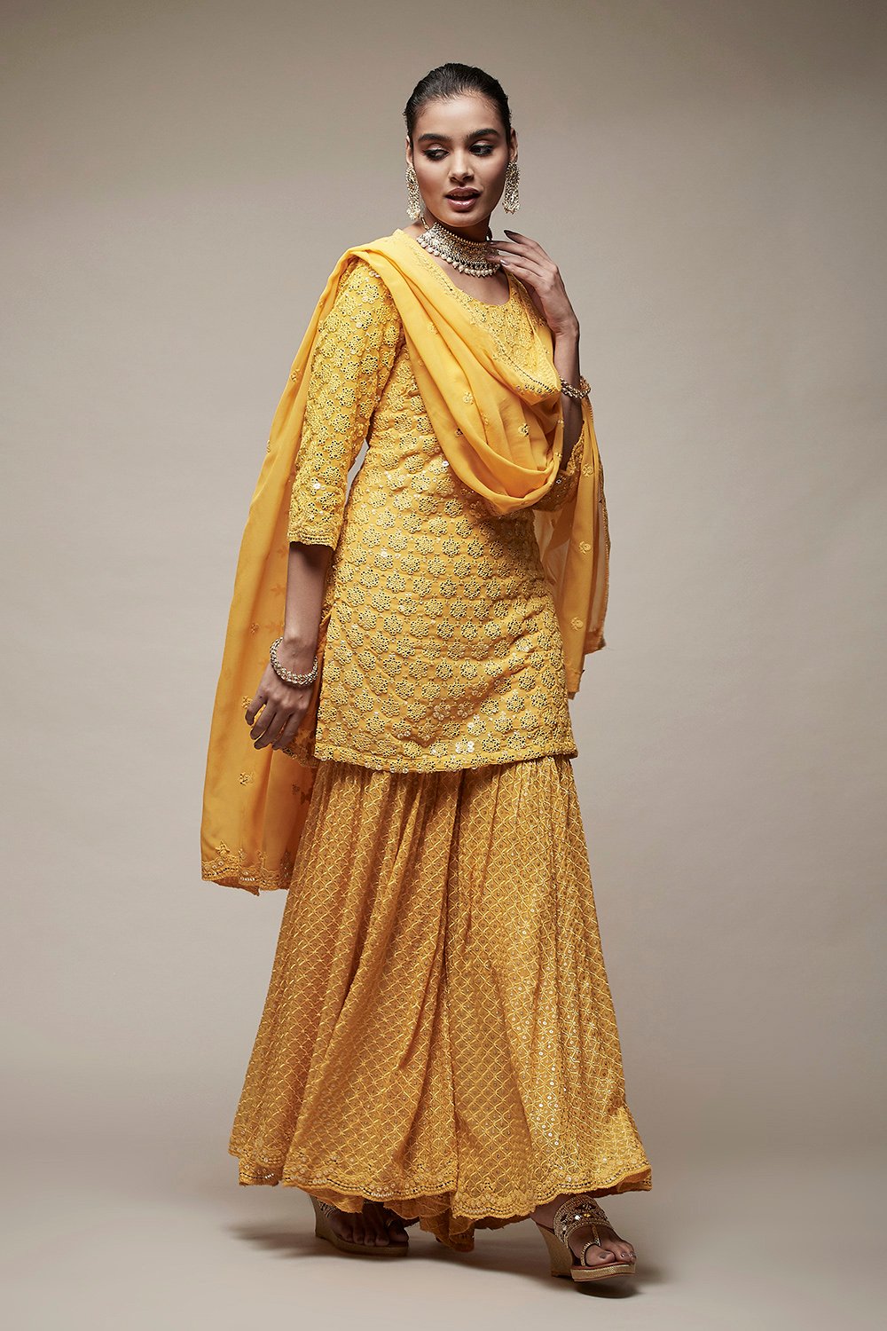 Pink Viscose Garara Suit Set image number 4