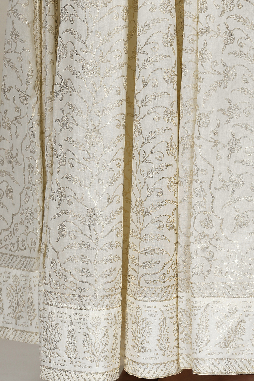 Off White Cotton Flared Skirt image number 1