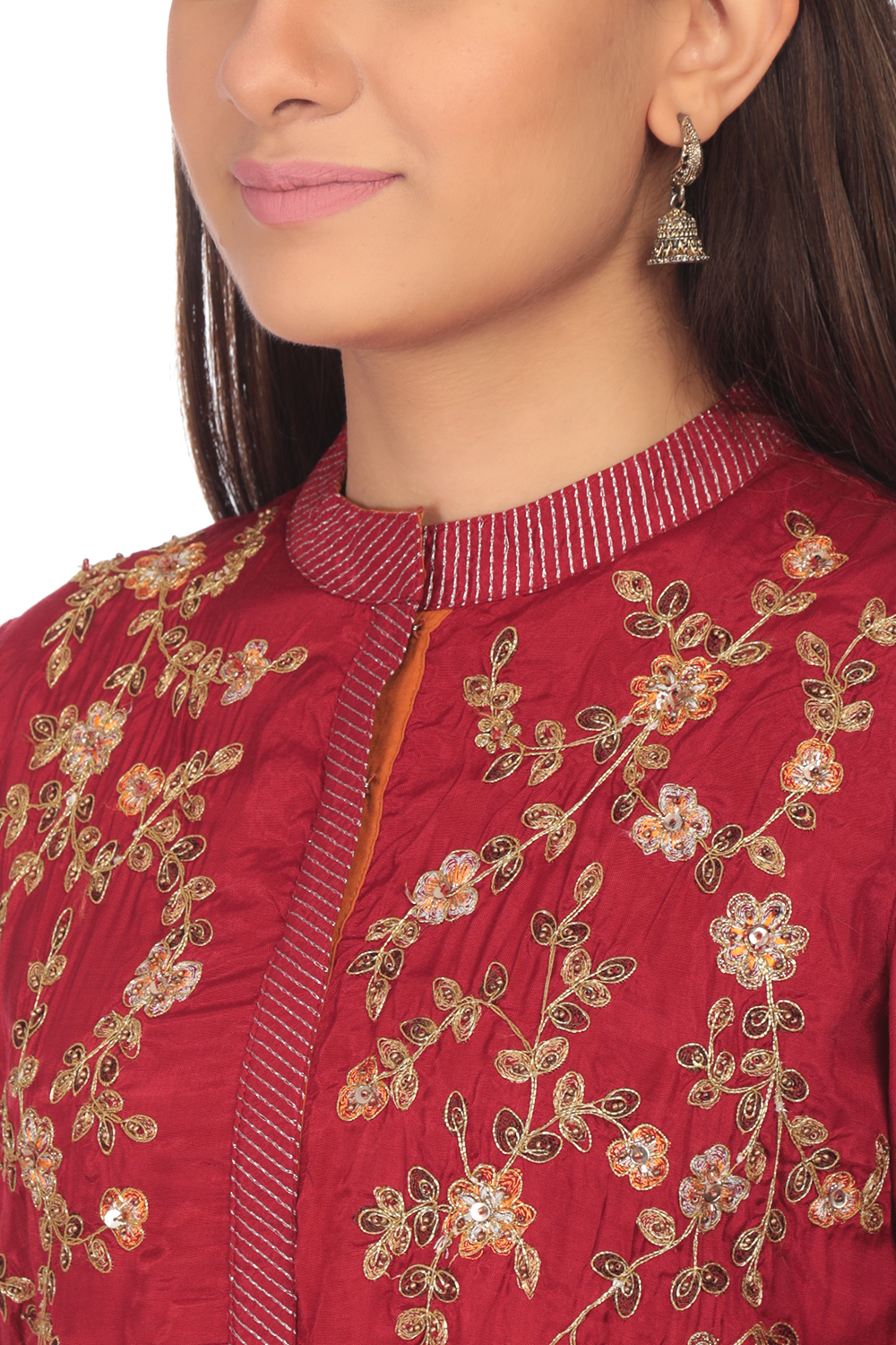 Red Viscose Straight Printed Kurta image number 1