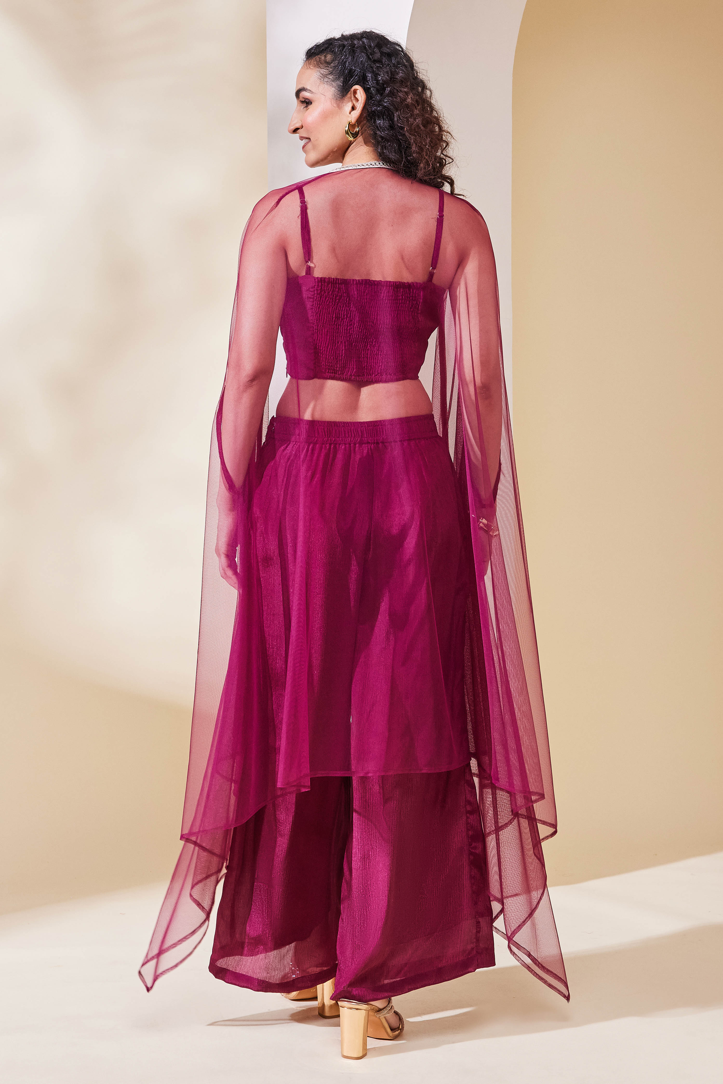Maroon Poly Chinnon Regular Lehenga Set image number 4
