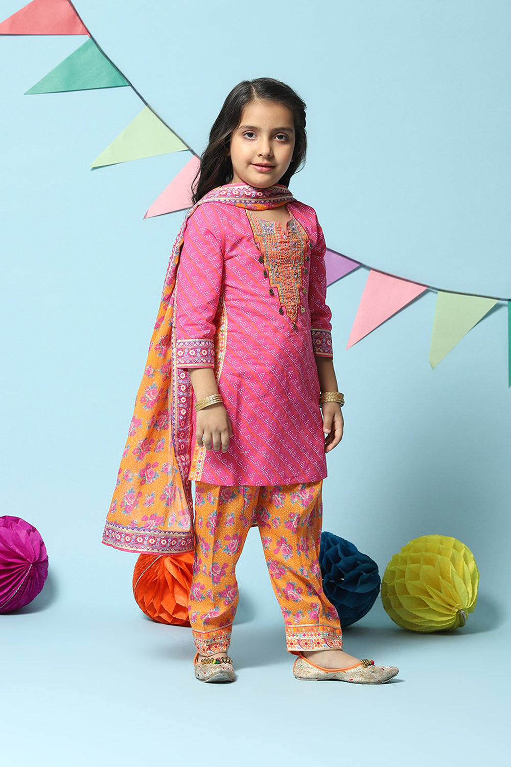 Pink Cotton Straight Kurta Salwar Suit Set image number 6