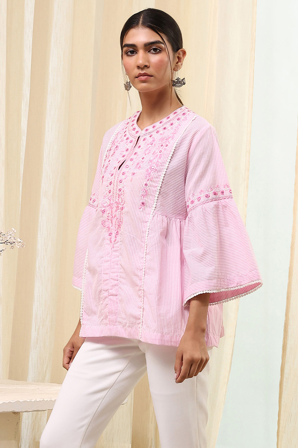 Blue Straight Short Kurta image number 2