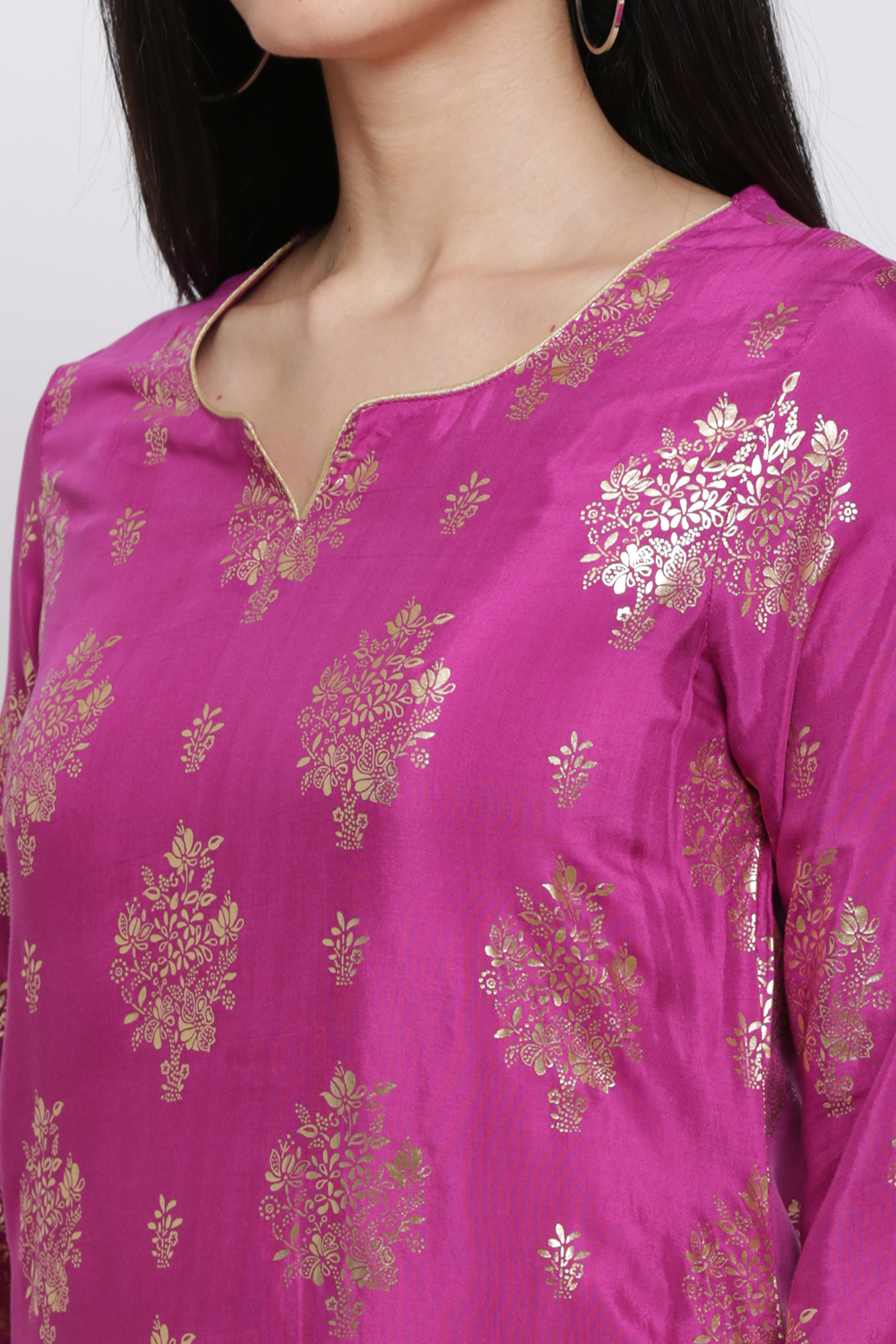 Magenta Viscose Straight Printed Kurta image number 1