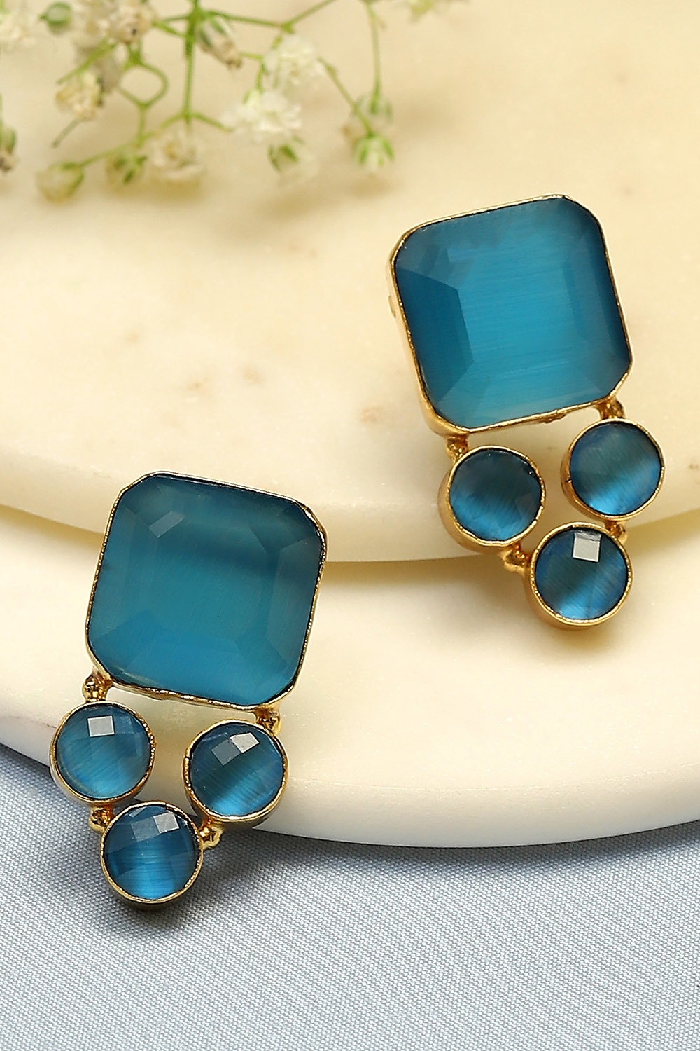 Blue Brass Earrings image number 0