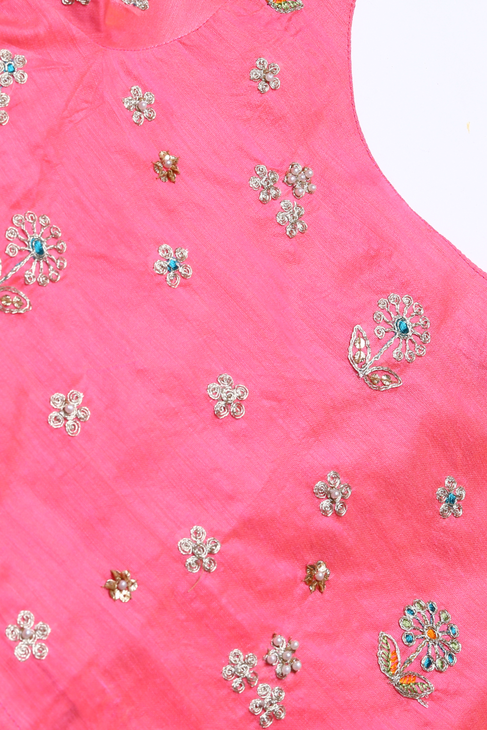 Pink And Yellow Poly Modal Lehenga Set image number 3