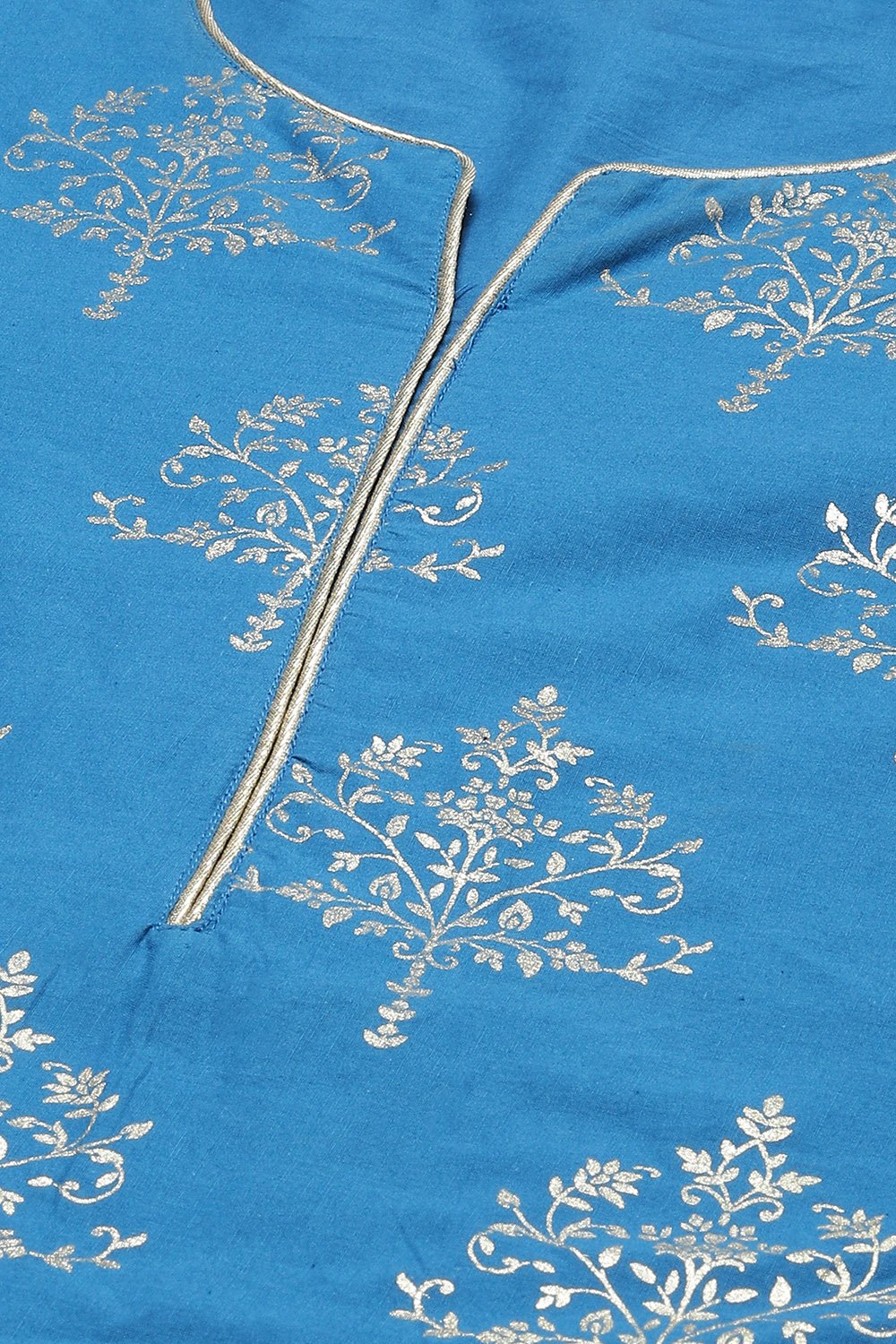 Royal Blue Cotton Straight Kurta Regular Pant Suit Set image number 1