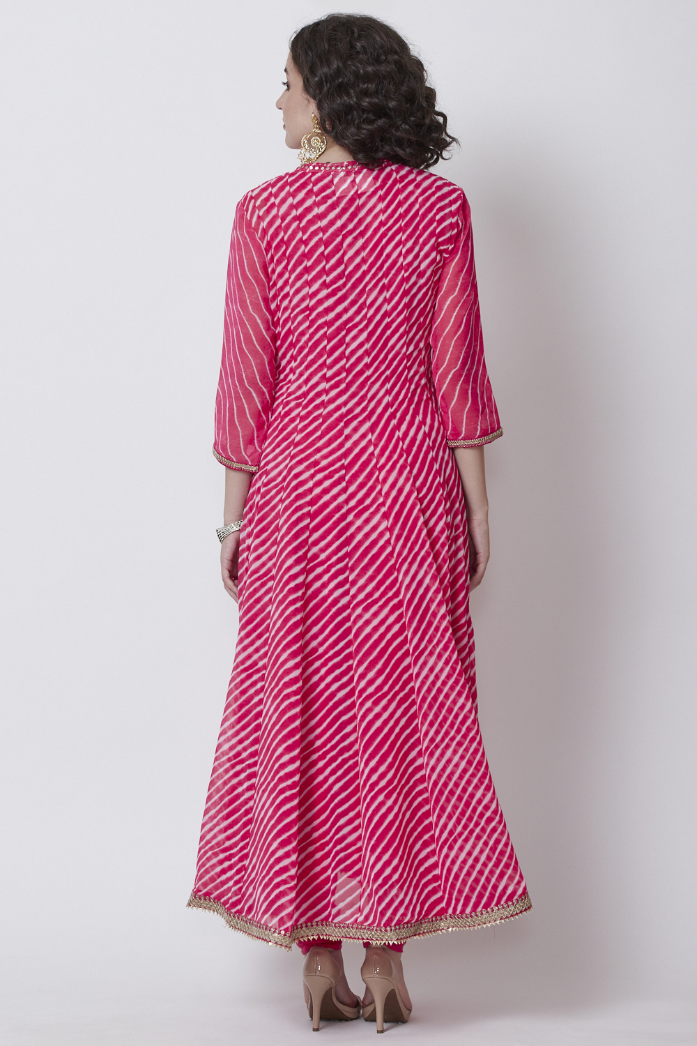 Pink Art Silk Front Open Kurta Churidar Suit Set image number 6