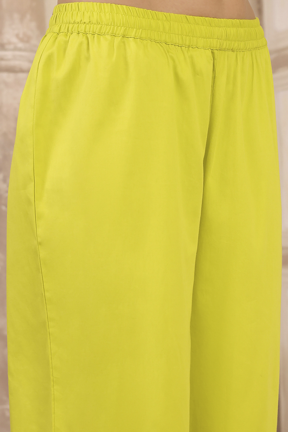 Lime Green Silk Gathered Yarndyed Suit Set image number 2