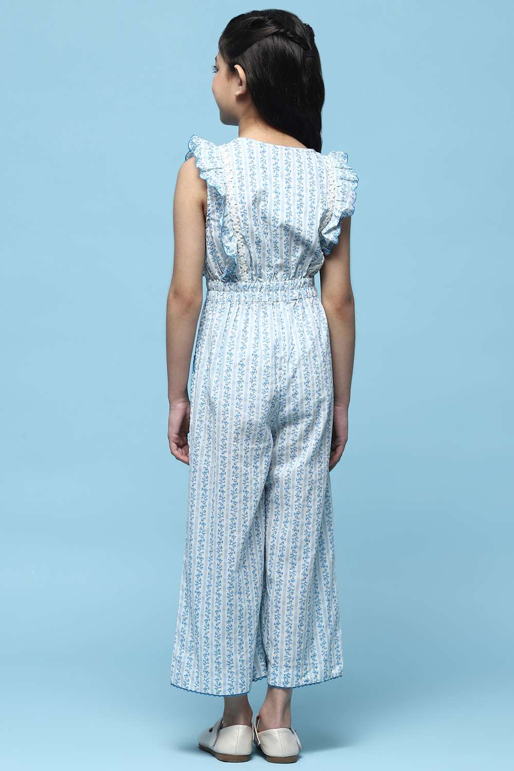 Blue Cotton Straight Jumpsuit image number 3