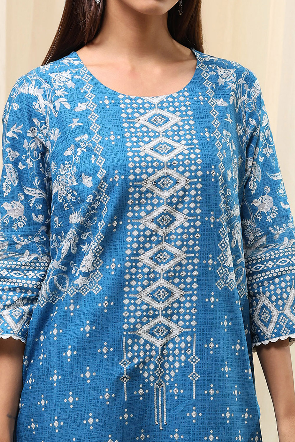 Blue Cotton Straight Kurta image number 1