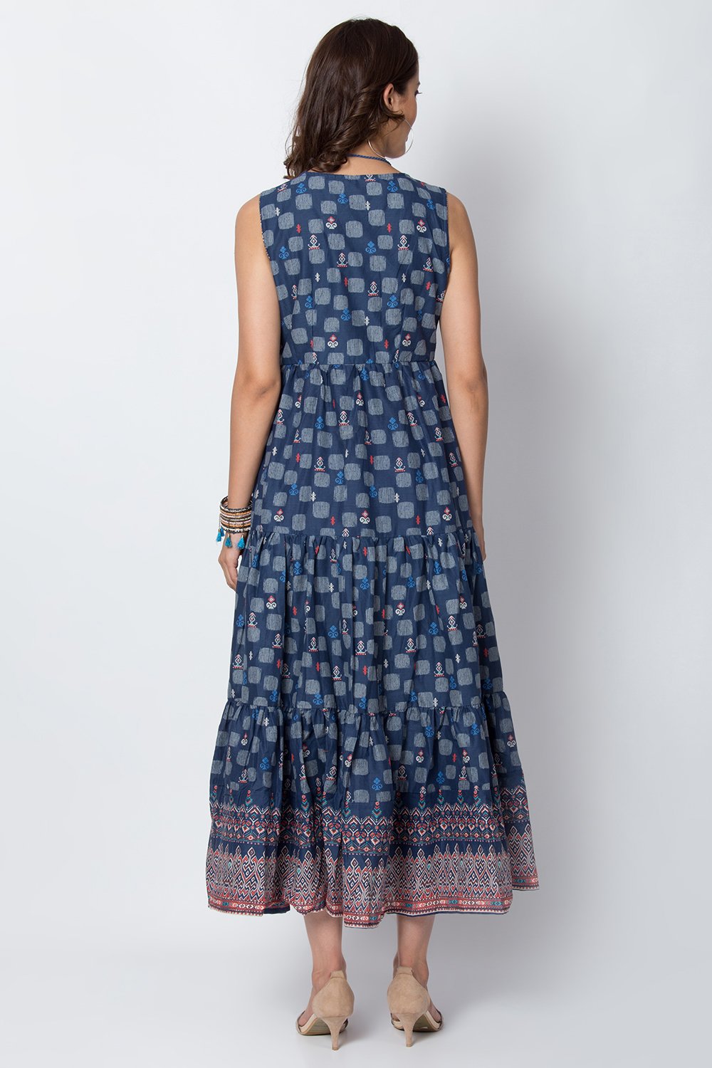 Indigo Flared Cotton Dress image number 4