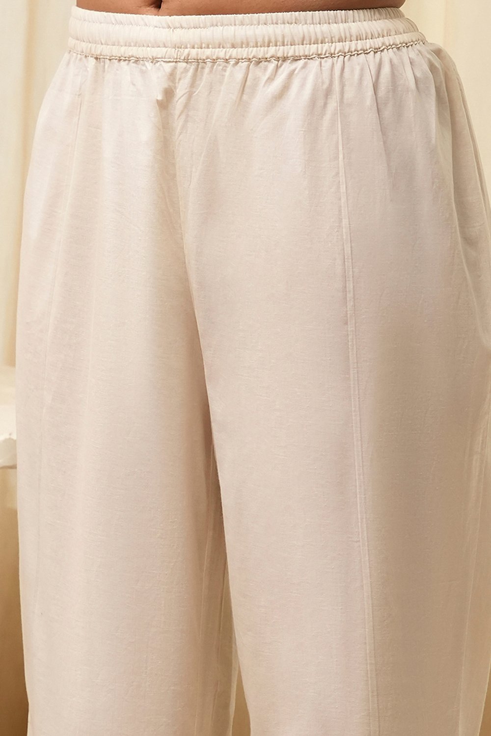 Off-White Cotton Asymmetric Co-ord Set image number 2
