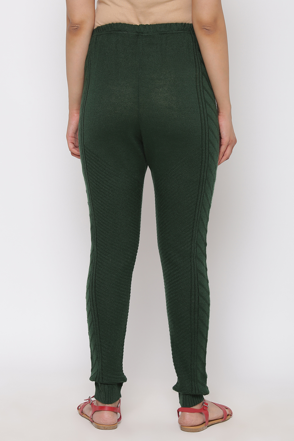 Bottle Green Woolen Leggings image number 4