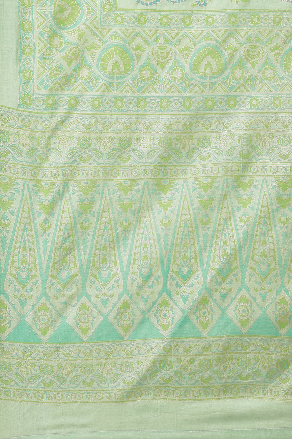 Turquoise Cotton Blend Hand Embroidered Unstitched Suit Set image number 3