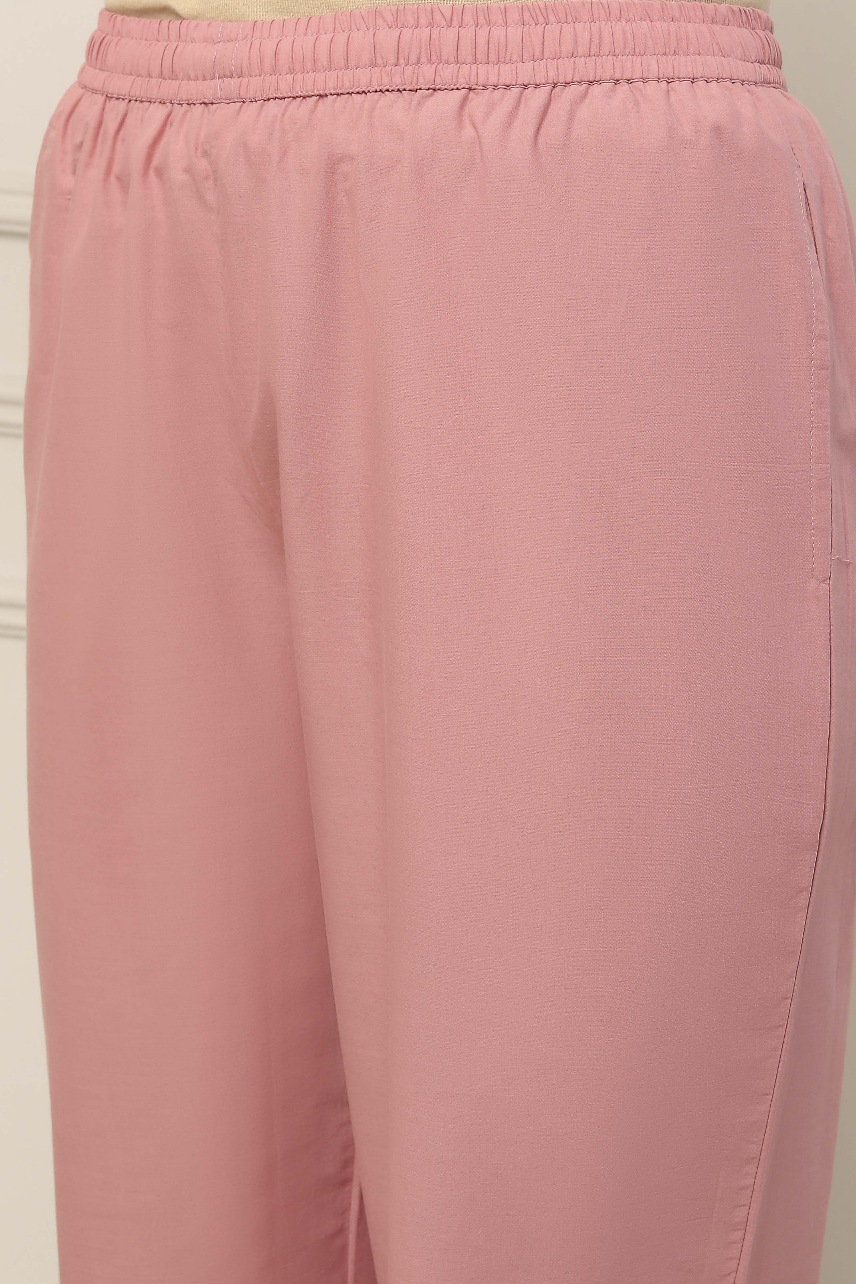 Dusky Pink Cotton Schiffli Straight Suit Set image number 2