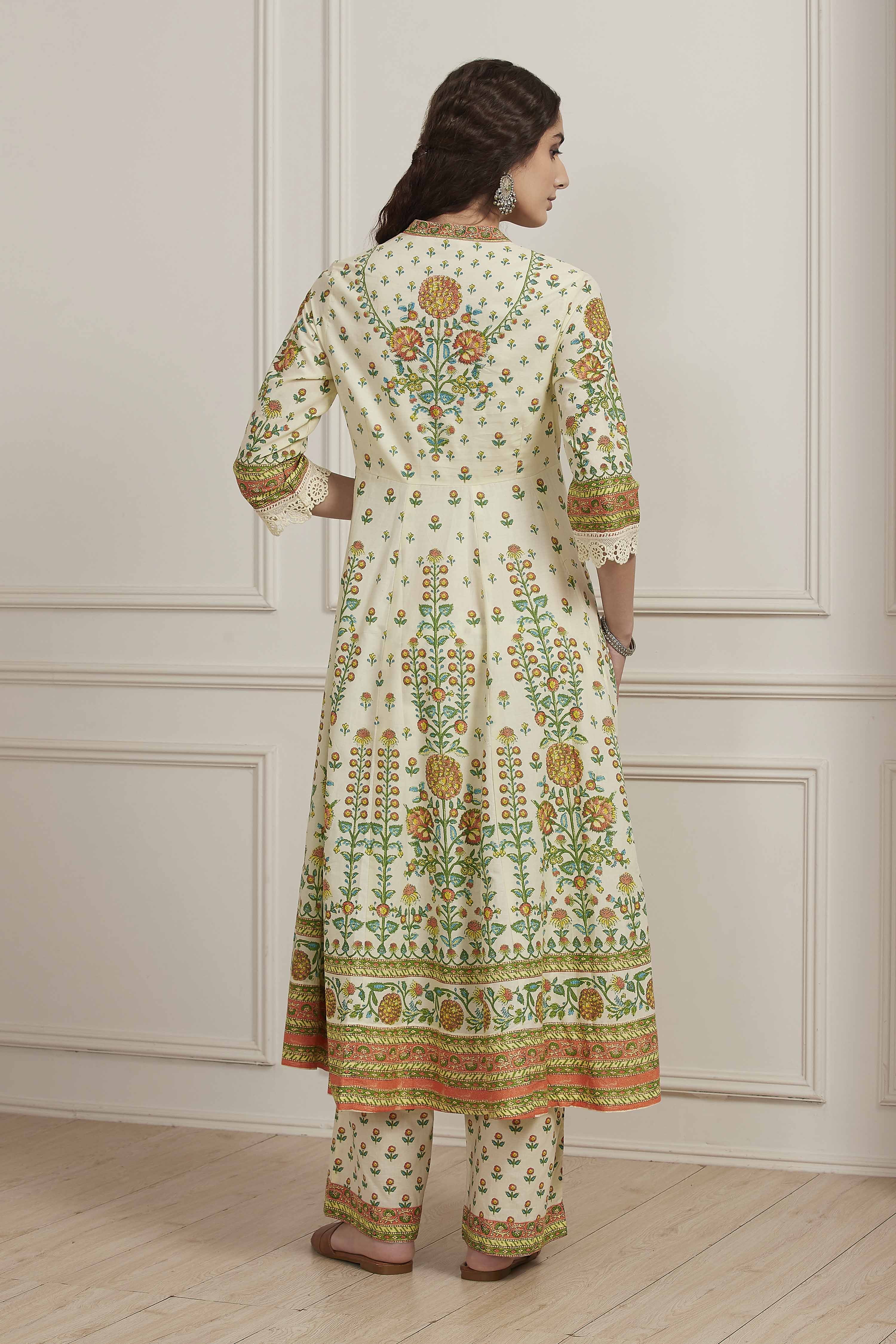 Neutral Cotton Kalidar Suit Set image number 4