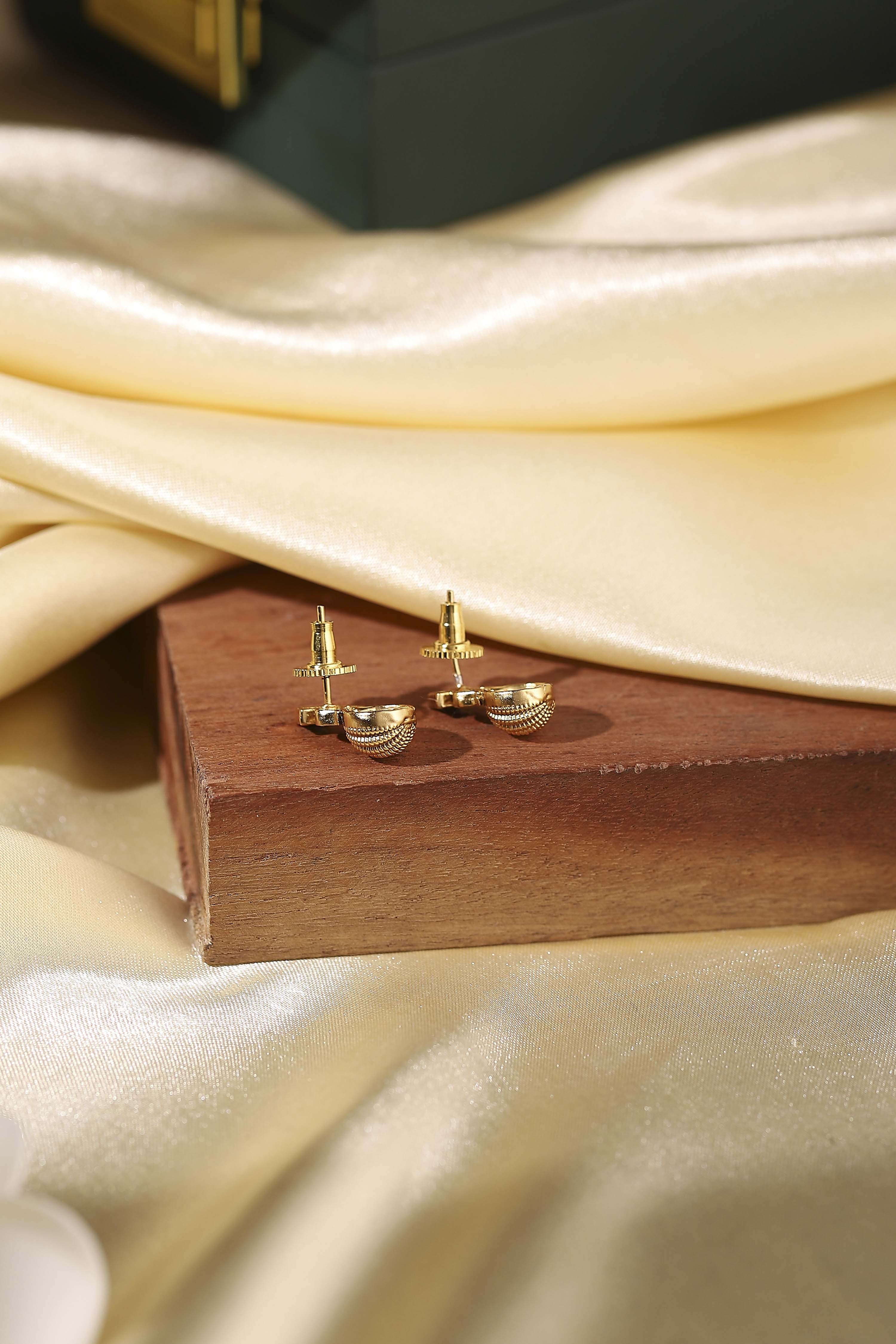 Multicolour Gold Plated Brass Studded Studs image number 2