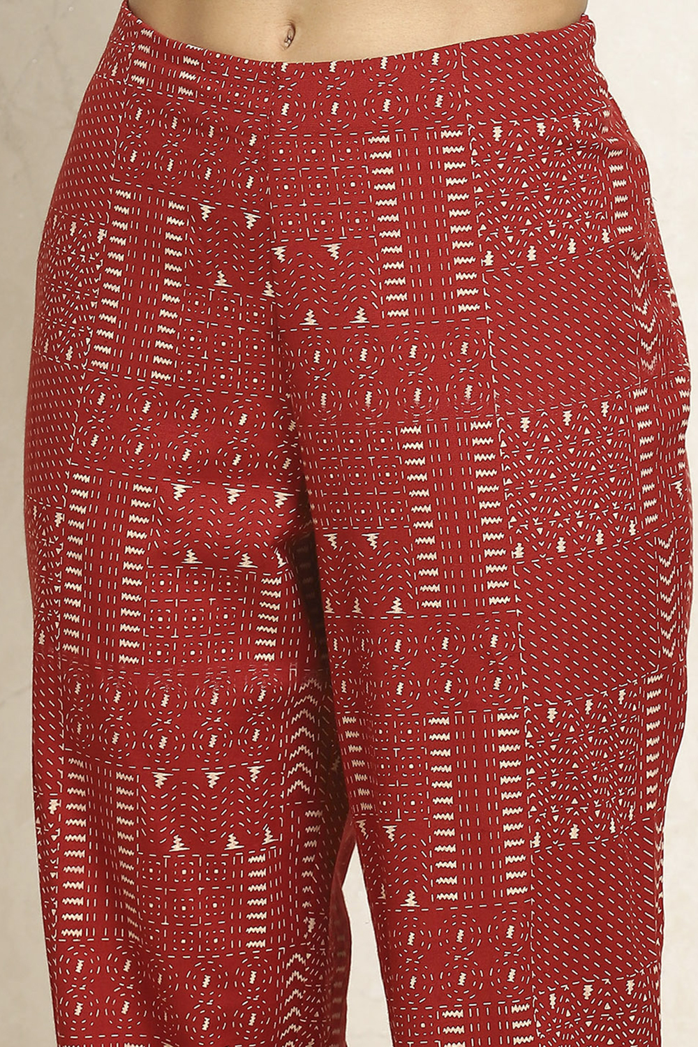 Off- White and Blue Cotton Printed Unstitched Suit Set image number 3
