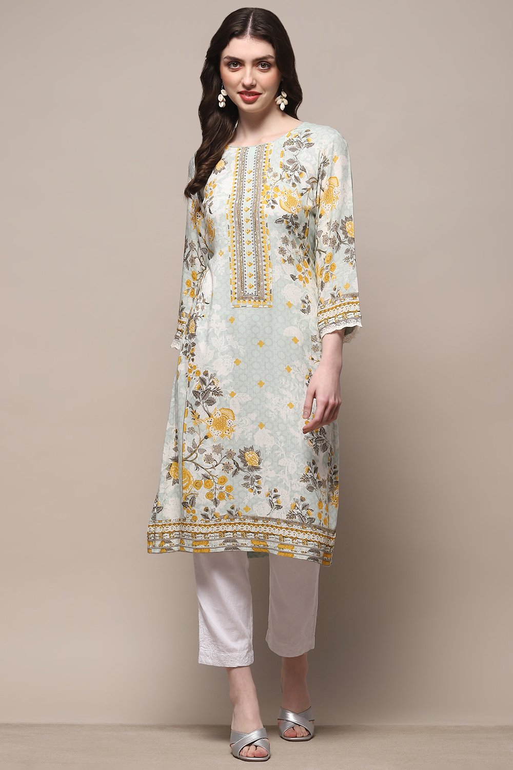 Ice Blue Rayon Straight Kurta image number 5