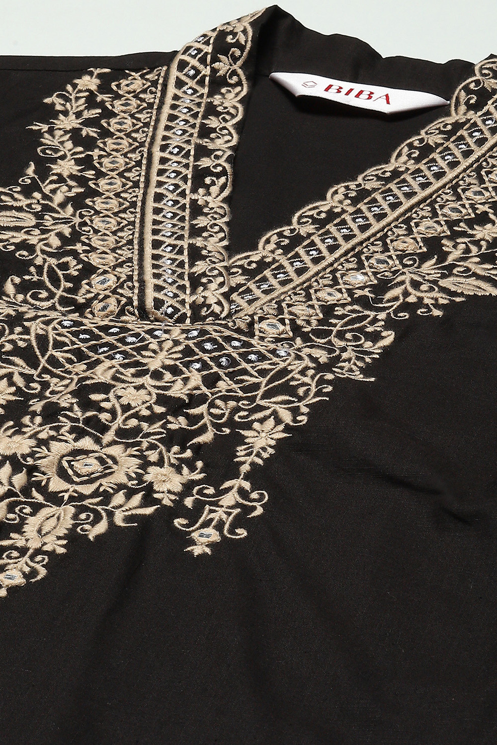 Black Cotton Straight Kurta image number 1