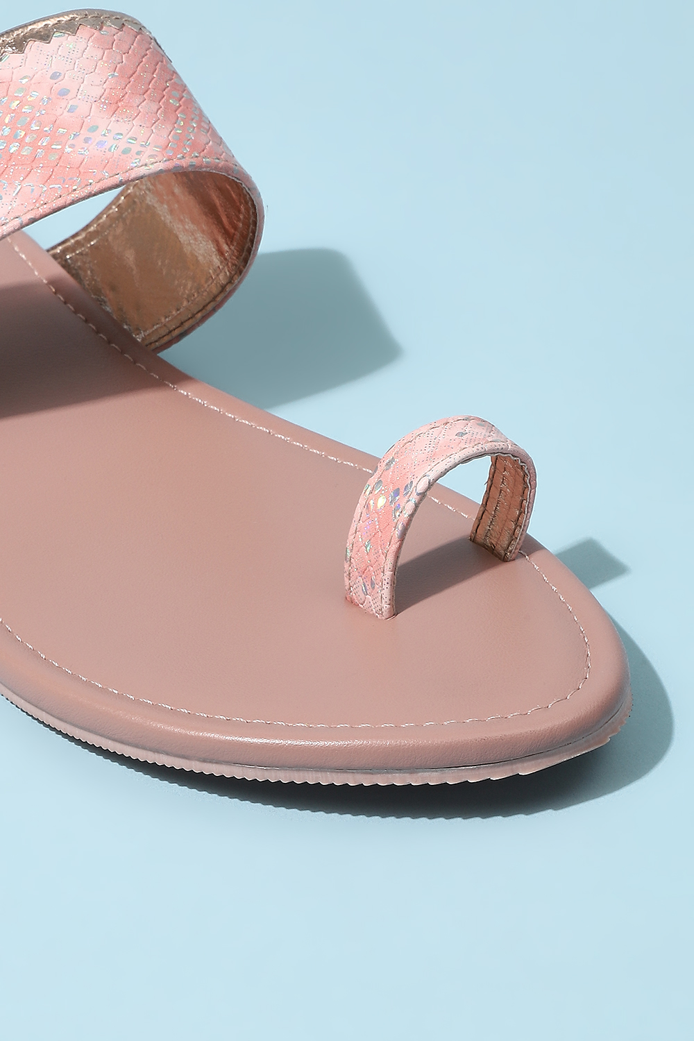 Peach Pu Ring Toe Sandals image number 1