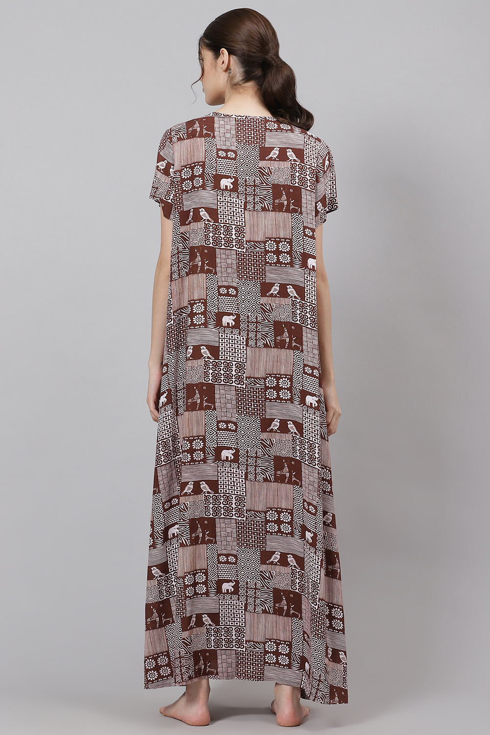 Brown Straight Viscose Printed Sleepwear image number 5