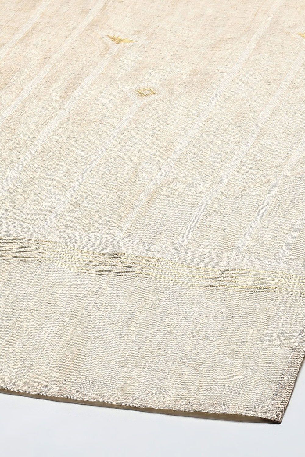Off White Chanderi Blend Unstitched Suit set image number 4