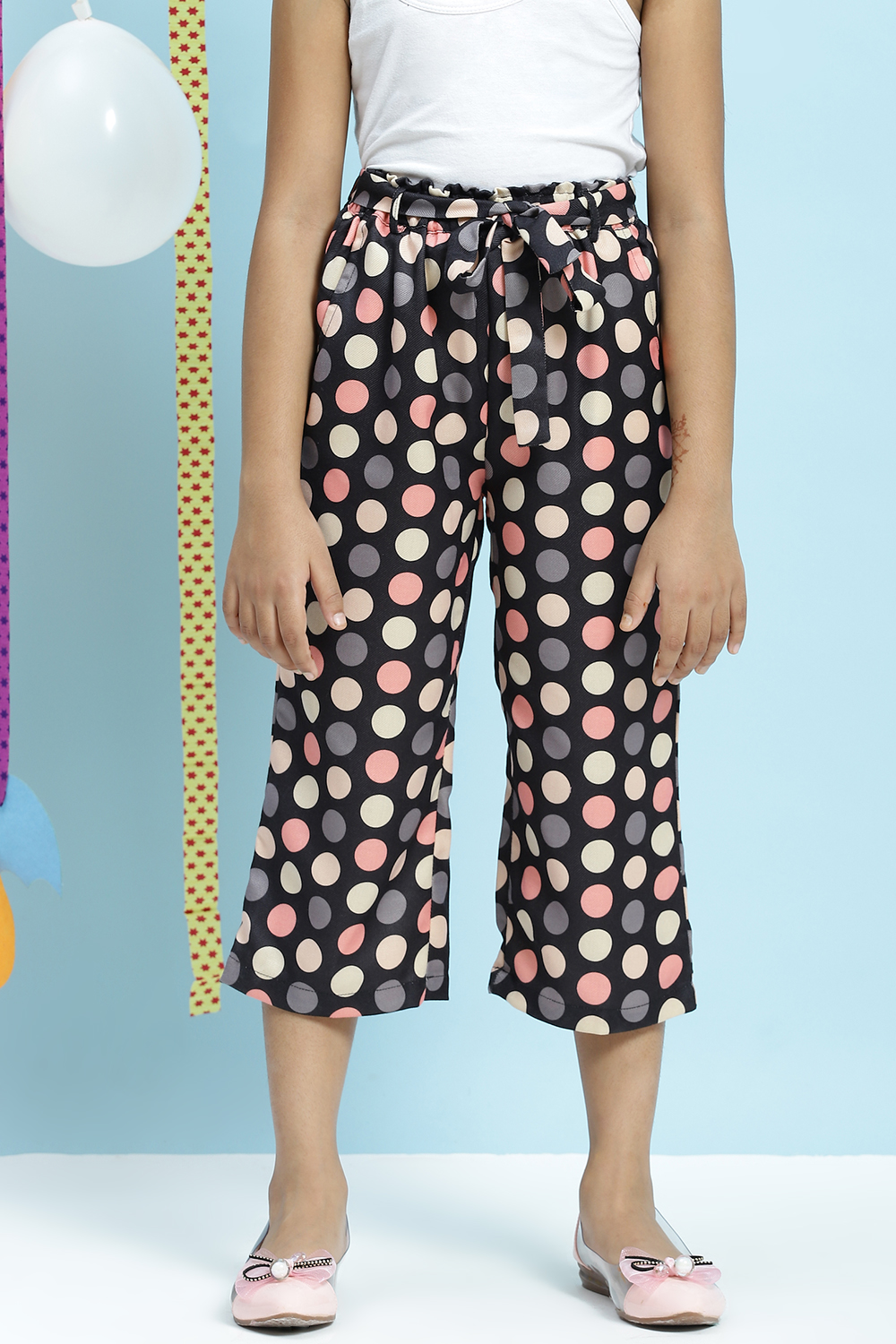 Black Straight Art Silk Girls Bottom Wear image number 0