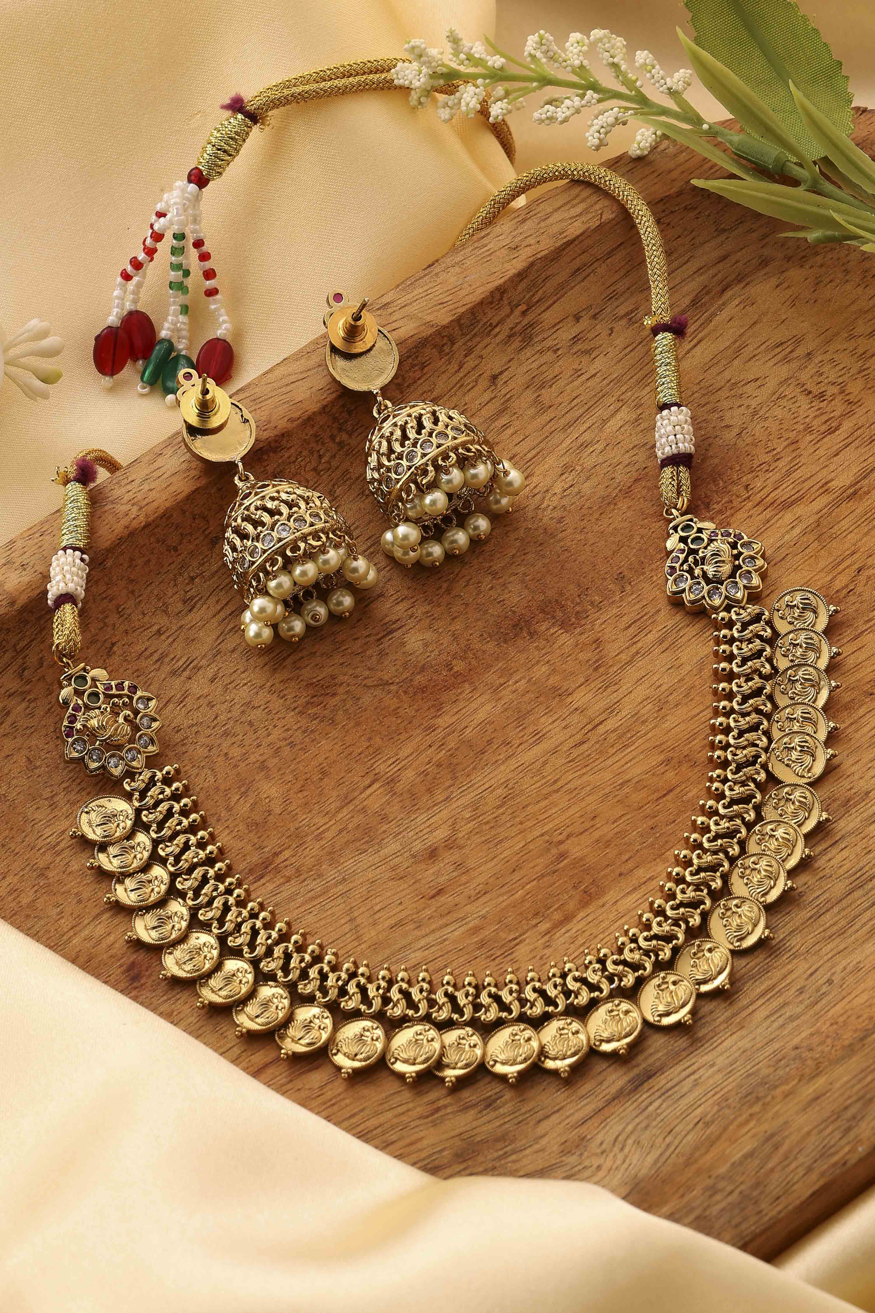 Gold-Plated Brass Coin Detail Necklace Set image number 2