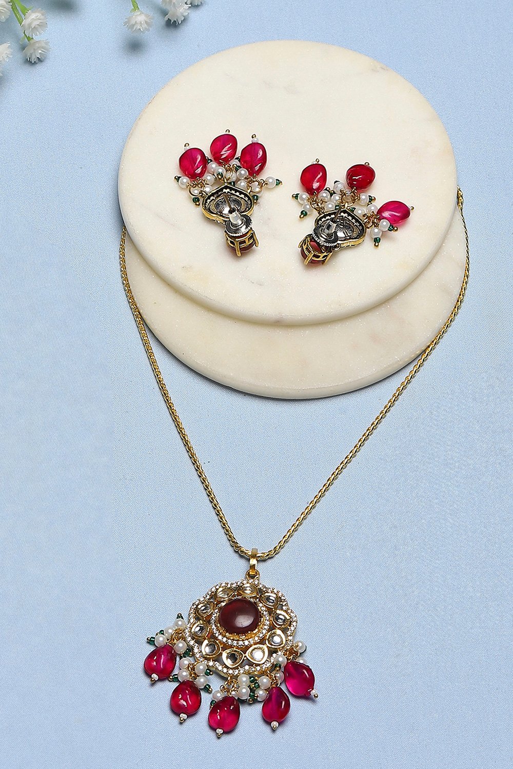 Ruby Brass Necklace Set image number 2