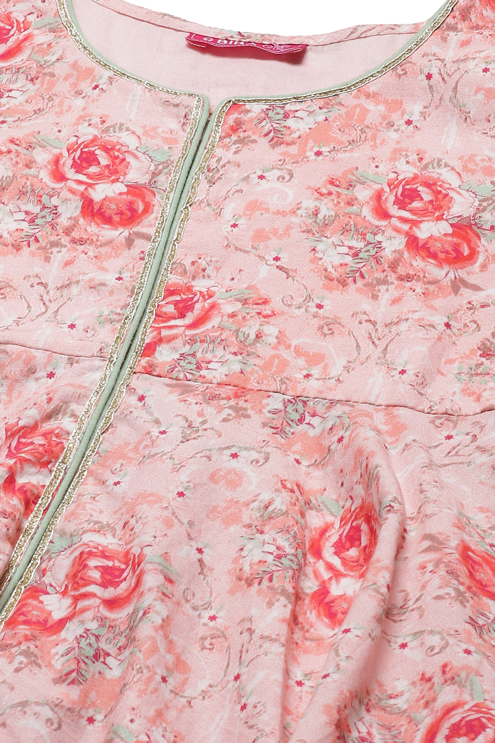 Pink Cotton Anarkali Straight Kurta Palazzo Suit Set image number 1