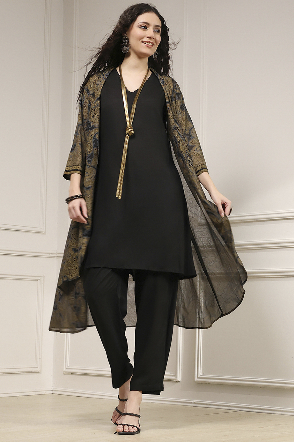 Black Viscose Rayon Straight Dyed Fusion Set image number 0
