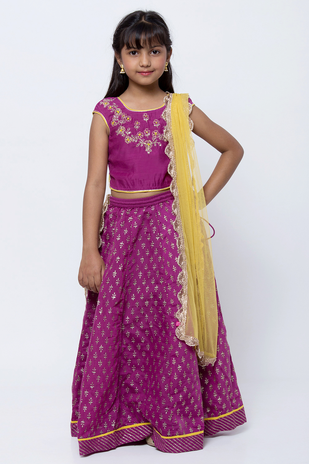 Violet Art Silk Lehenga Set image number 0