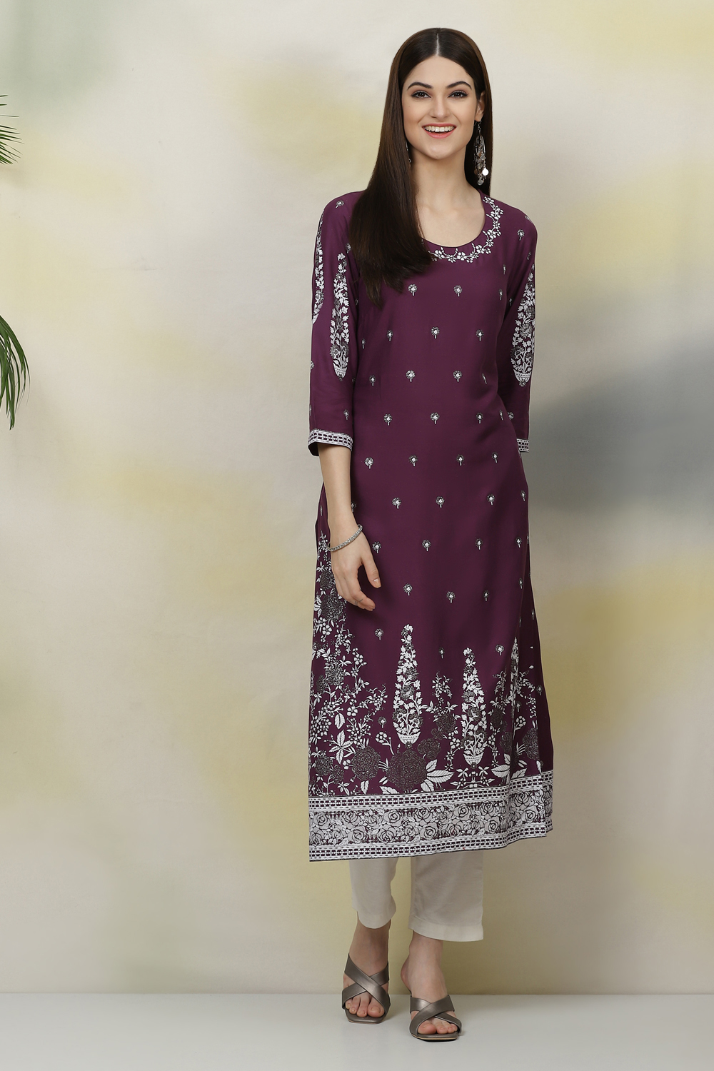 Blue A-Line Viscose Kurta image number 0