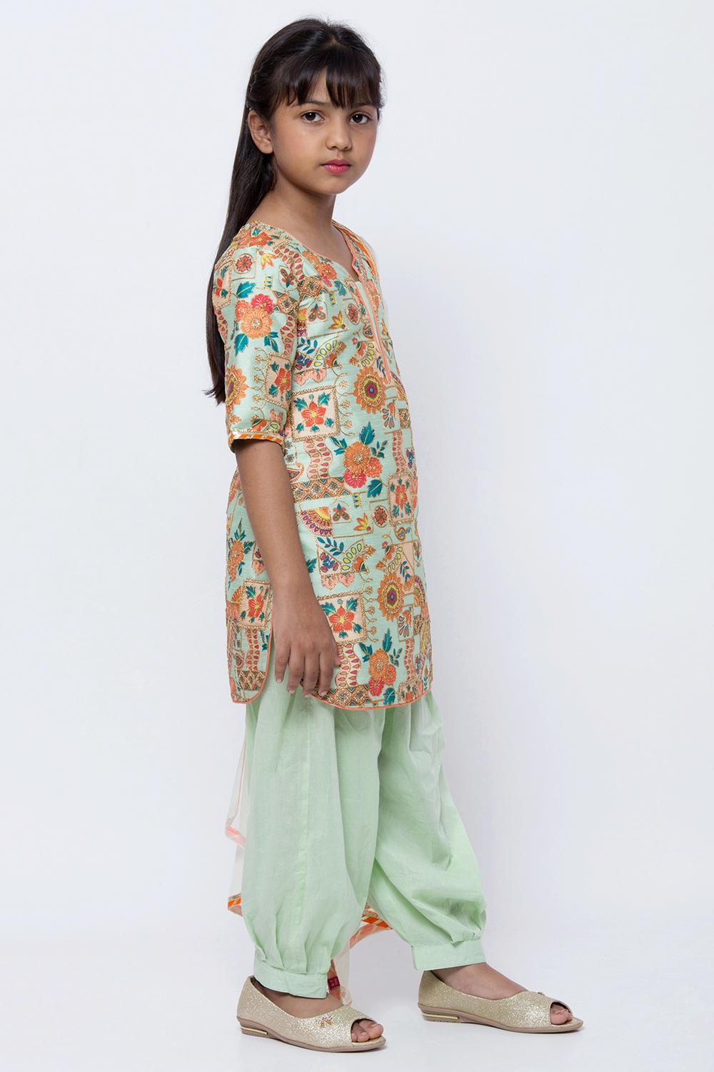 Mint Green Art Silk Straight Kurta Salwar Suit Set image number 3