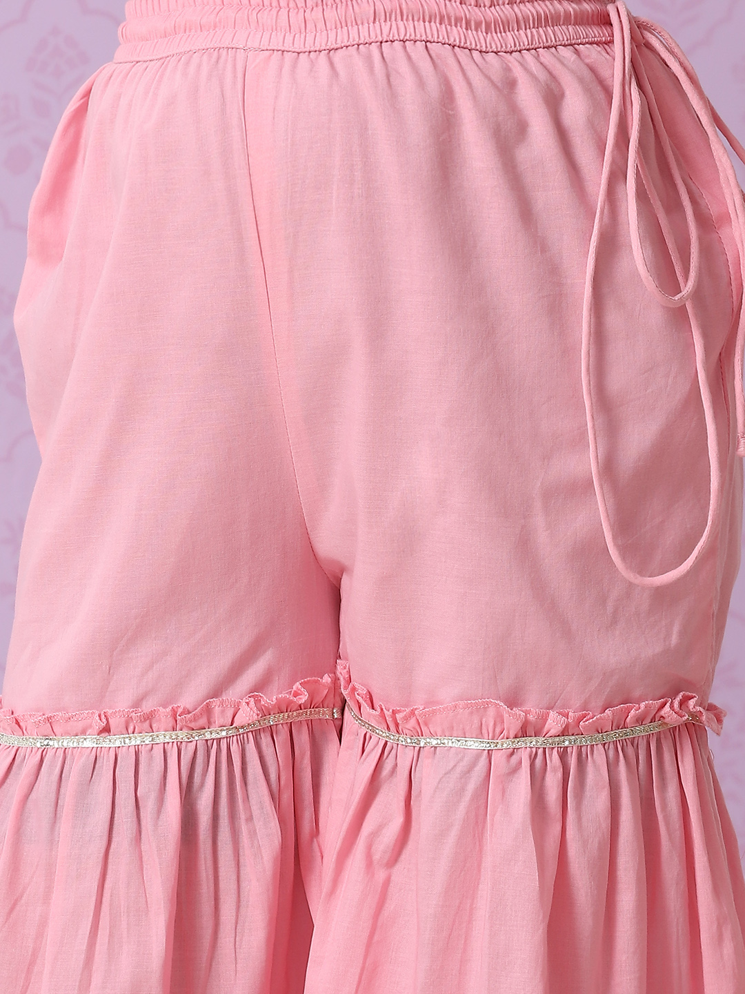 Pink Art Silk Straight Kurta Sharara Suit Set image number 2