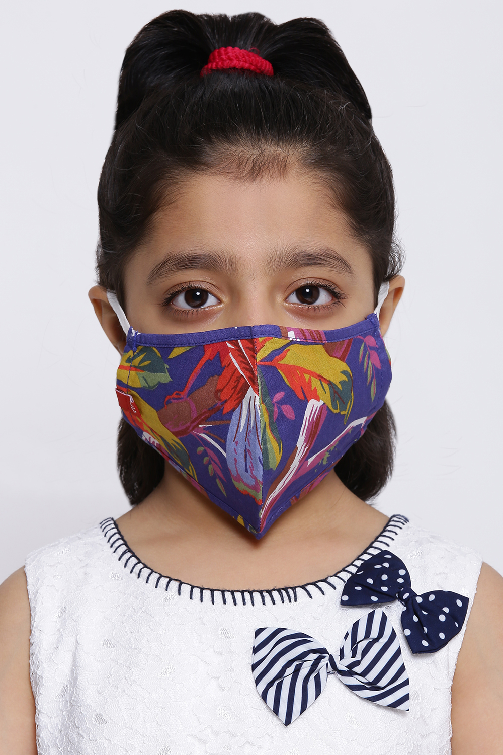 Blue Cotton Kids Printed Face Mask image number 0