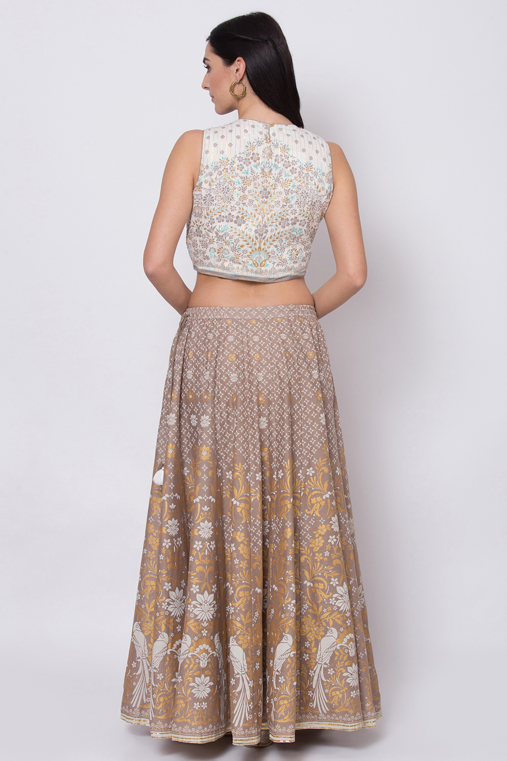 Off White And Brown Lehenga Set image number 5