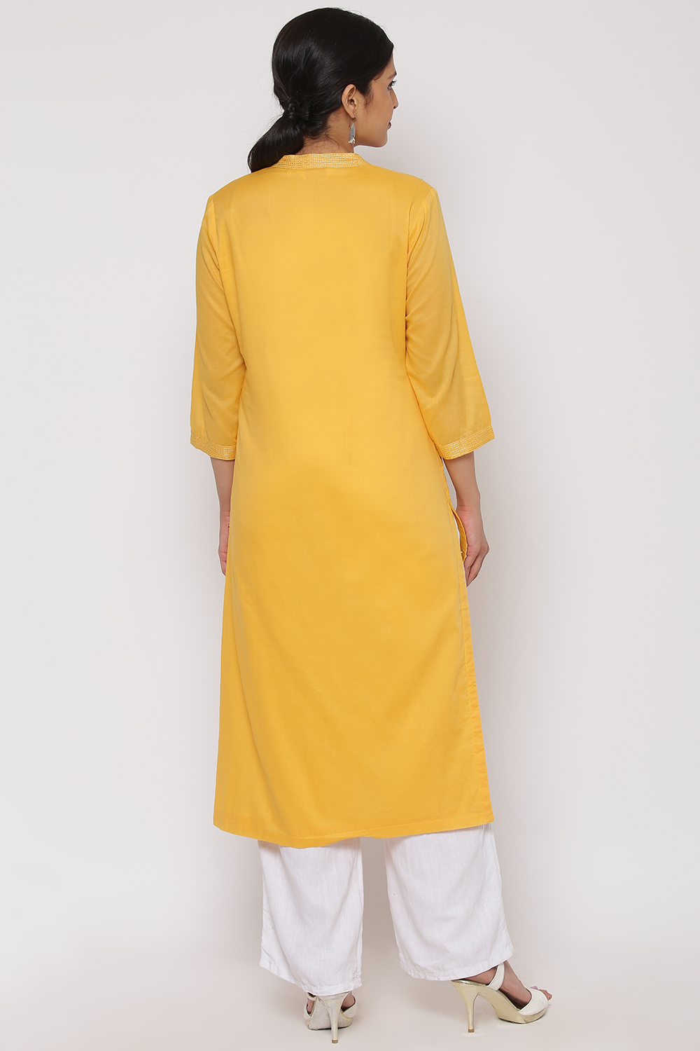 Pista Green Cotton Straight Yarndyed Kurta image number 4