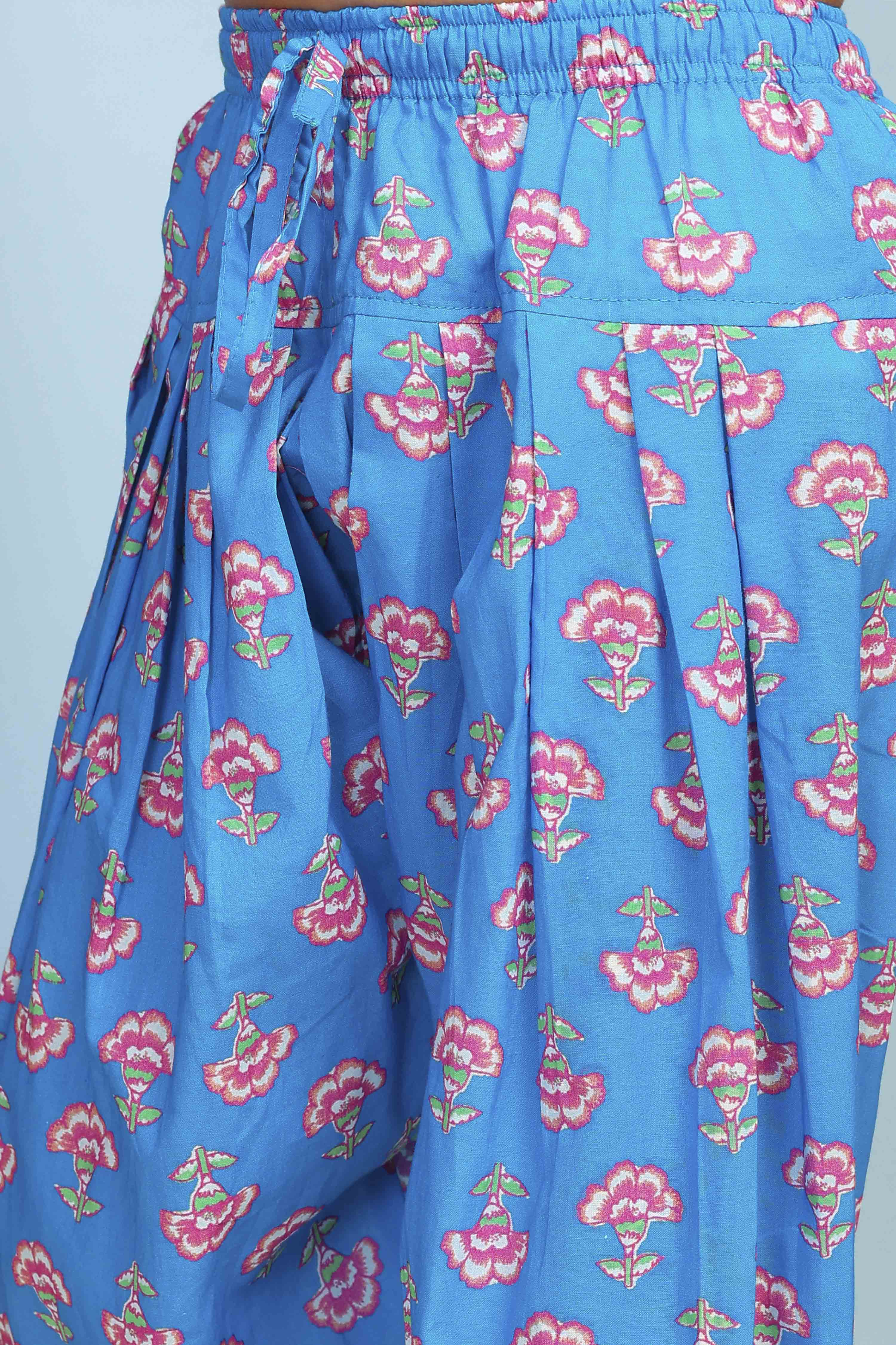 Blue Cotton Printed Straight Suit Set image number 2
