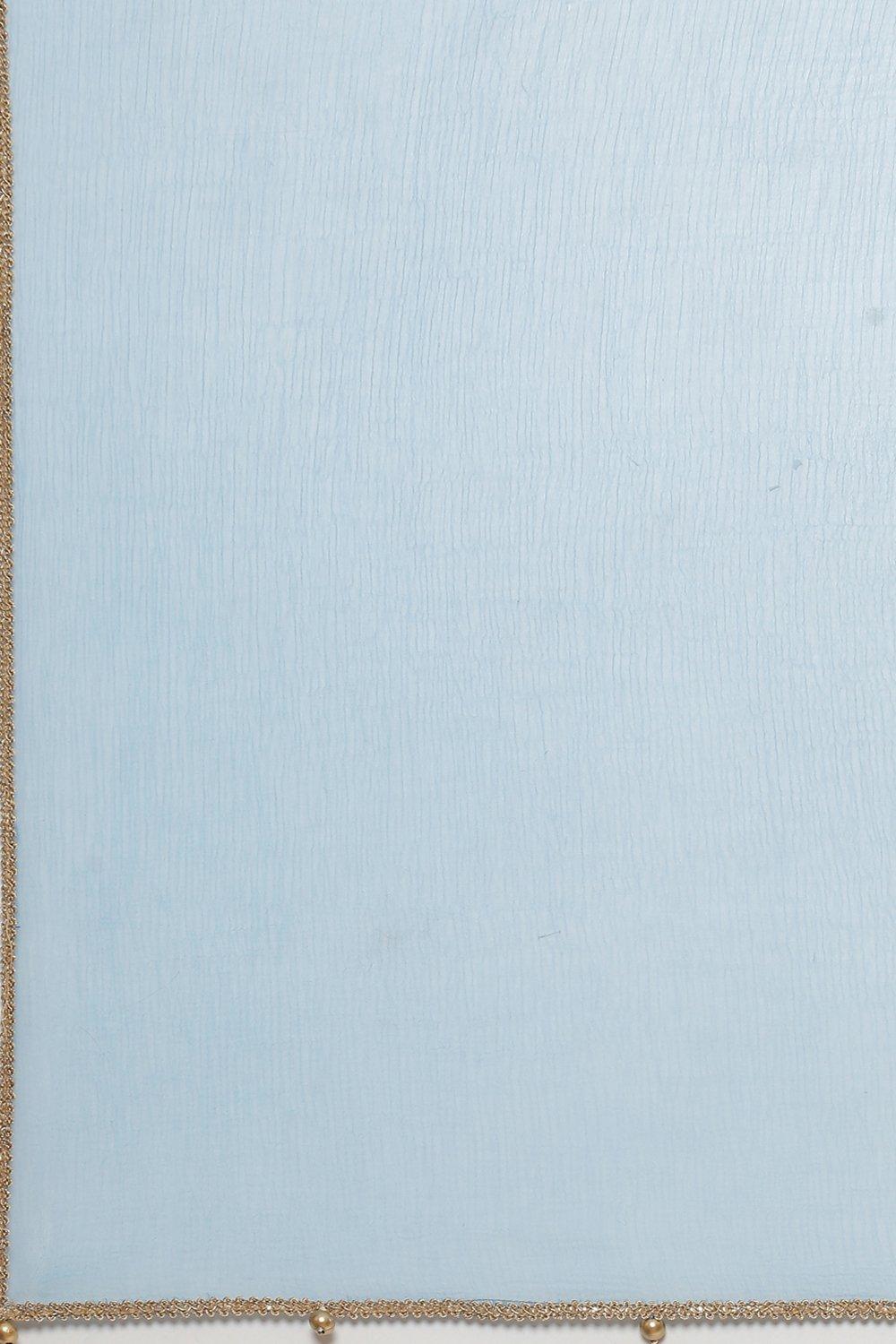 Sky Blue Straight Kurta Slim Pant Suit Set image number 3