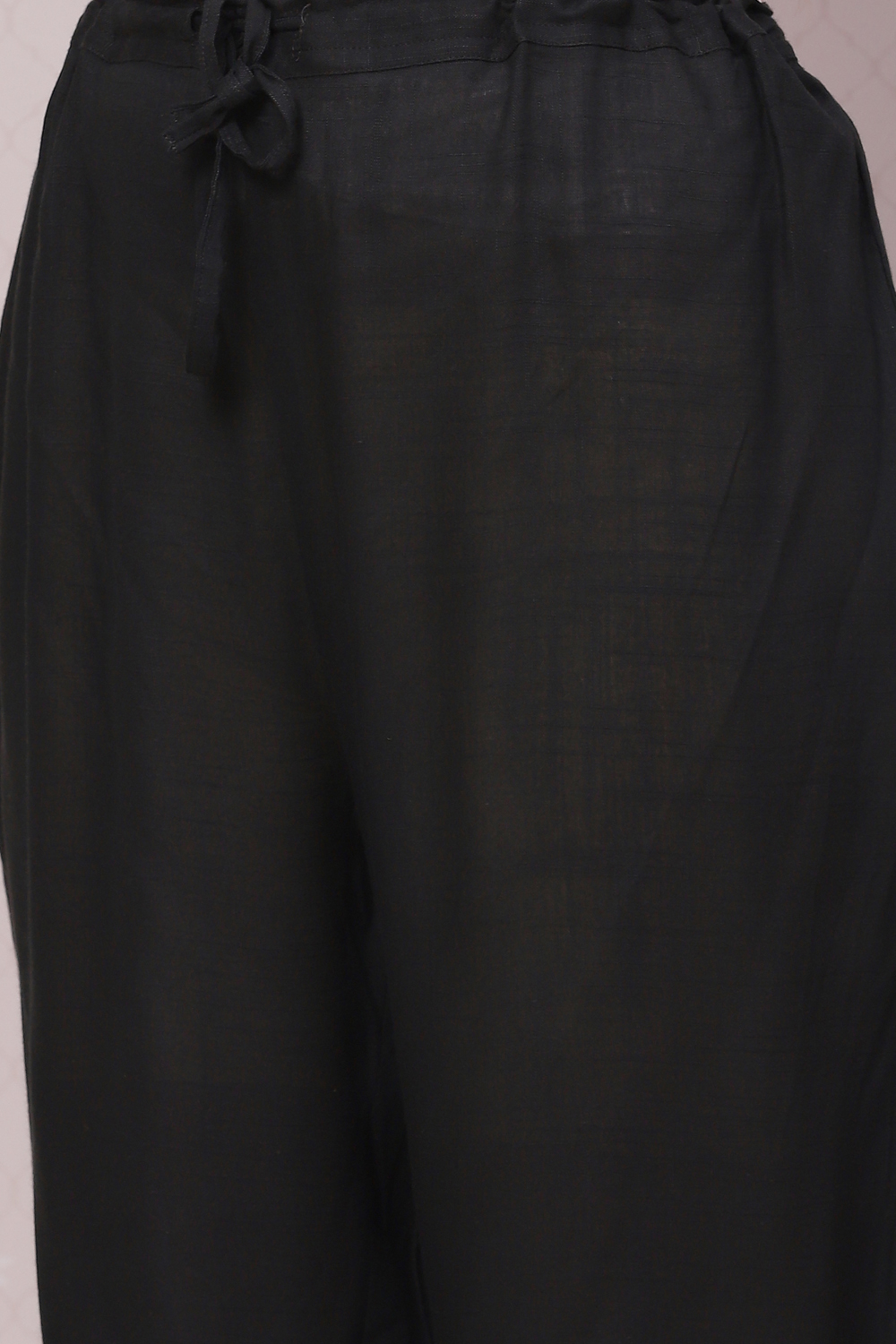 Black Viscose Cotton Straight Suit Set image number 3