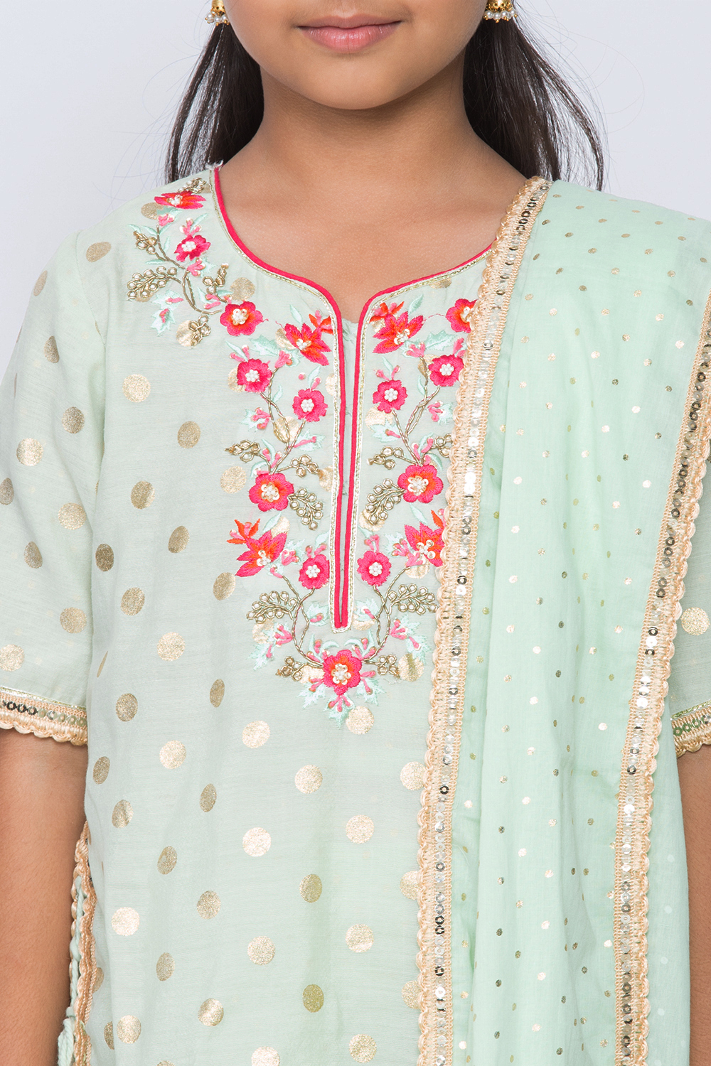 Mint Green Art Silk Straight Kurta Churidar Suit Set image number 1