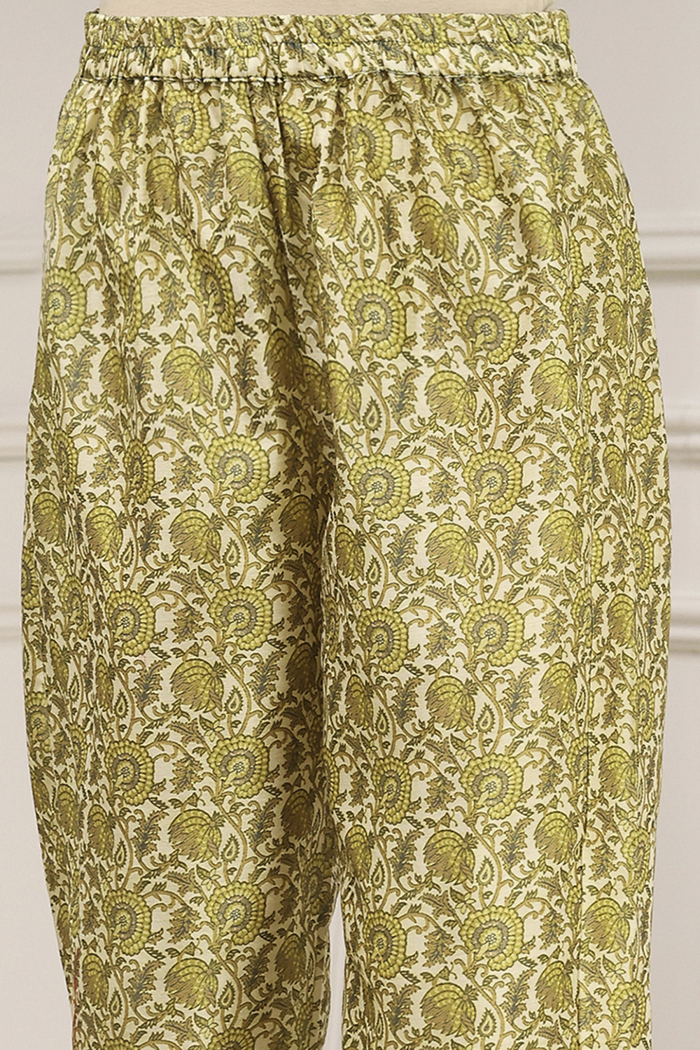 Mustard Cotton Modal Digital Print Unstitched Suit Set image number 3
