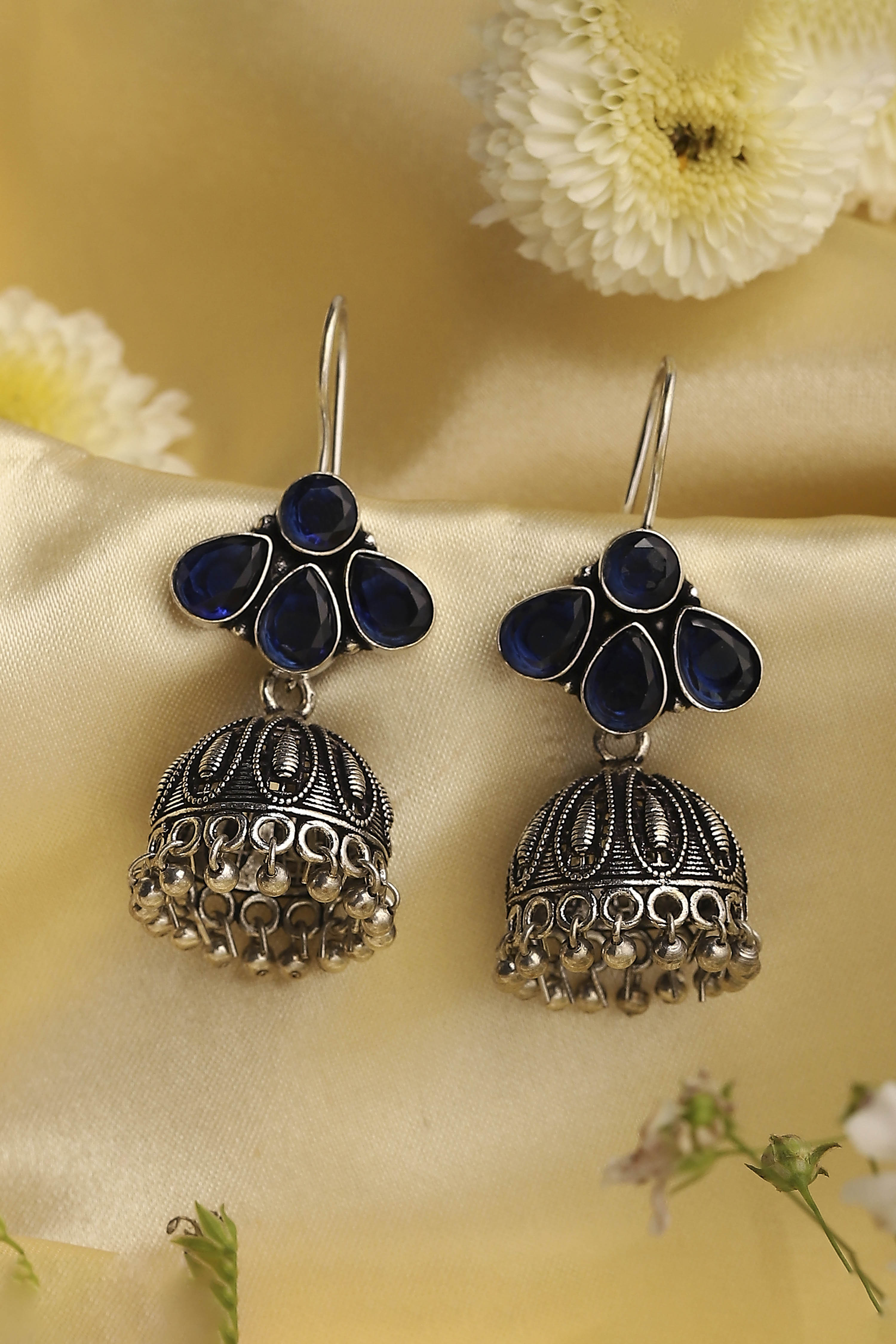 Navy Brass Jhumka image number 0