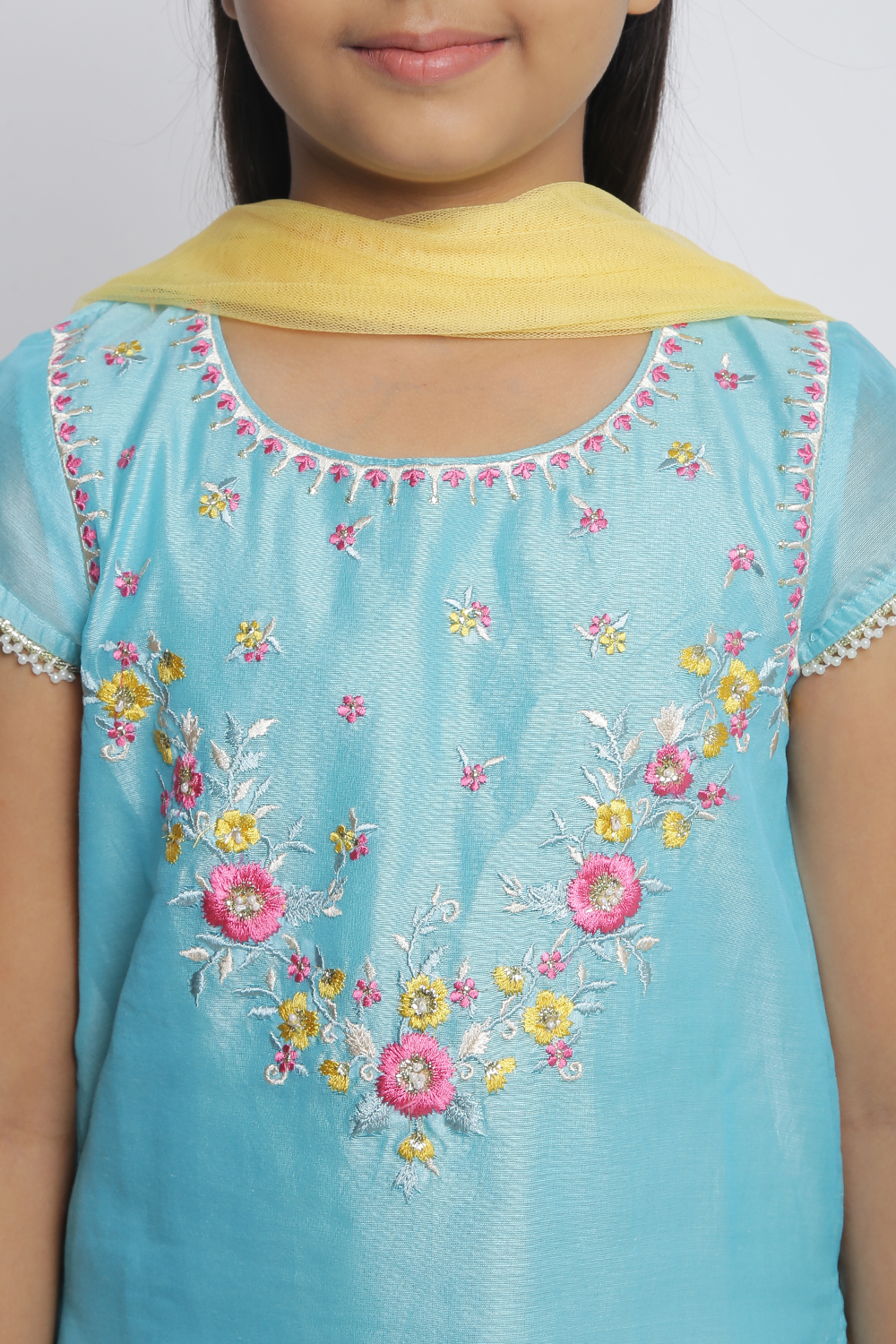 Turquoise Poly Cotton Straight Kurta Salwar Suit Set image number 1