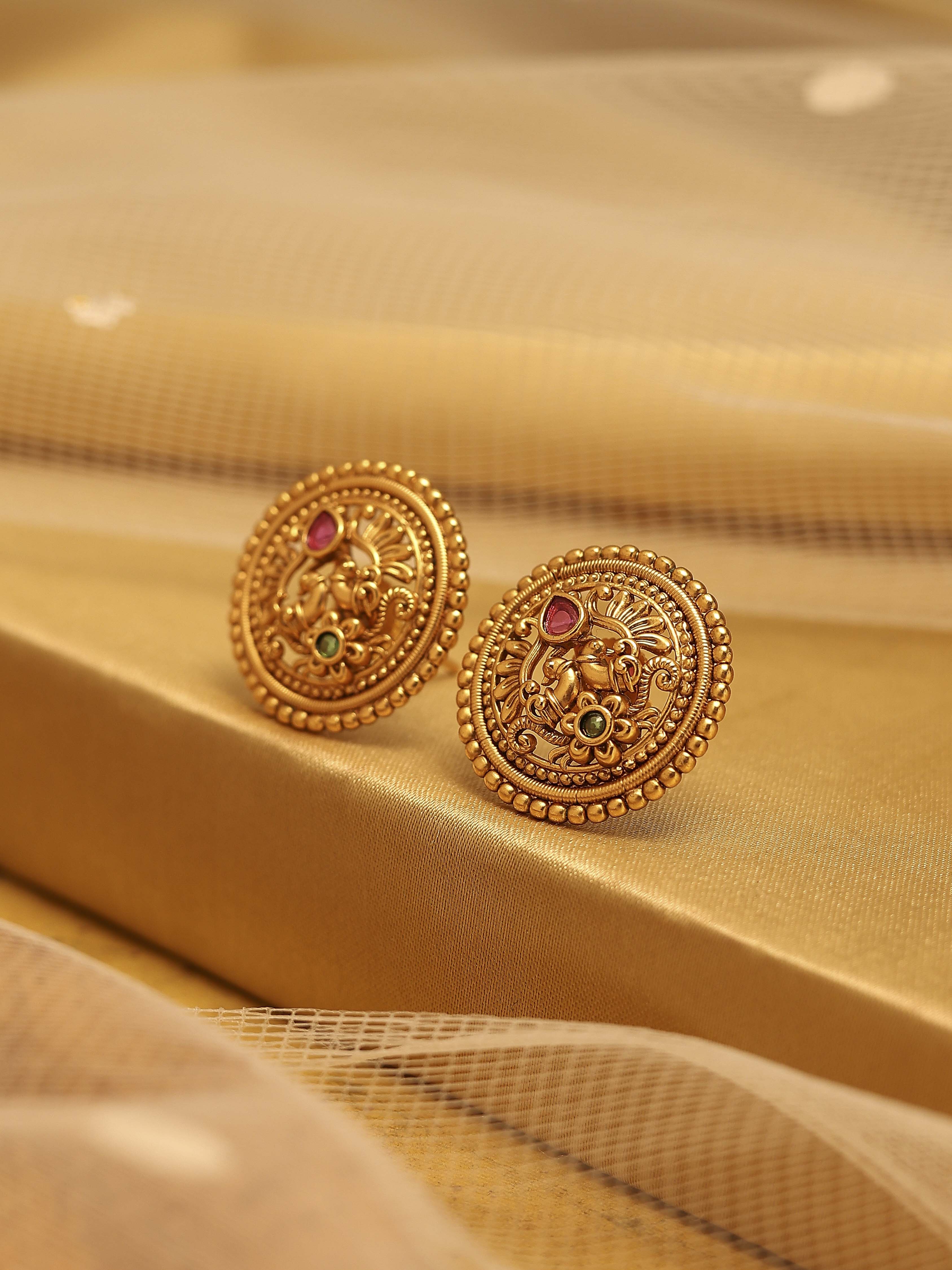 Pink Gold Plated Brass Stud Earrings image number 0